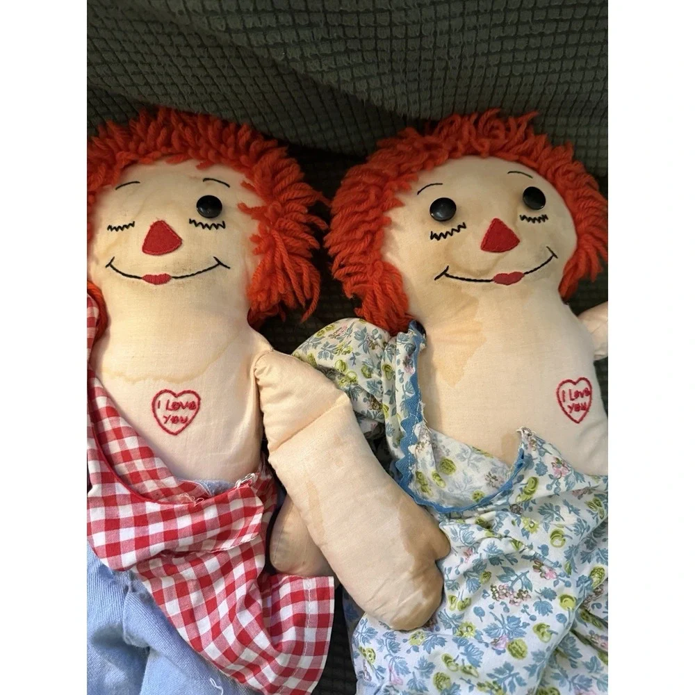Vintage Handmade, Raggedy Ann‎ And Andy Dolls 19in